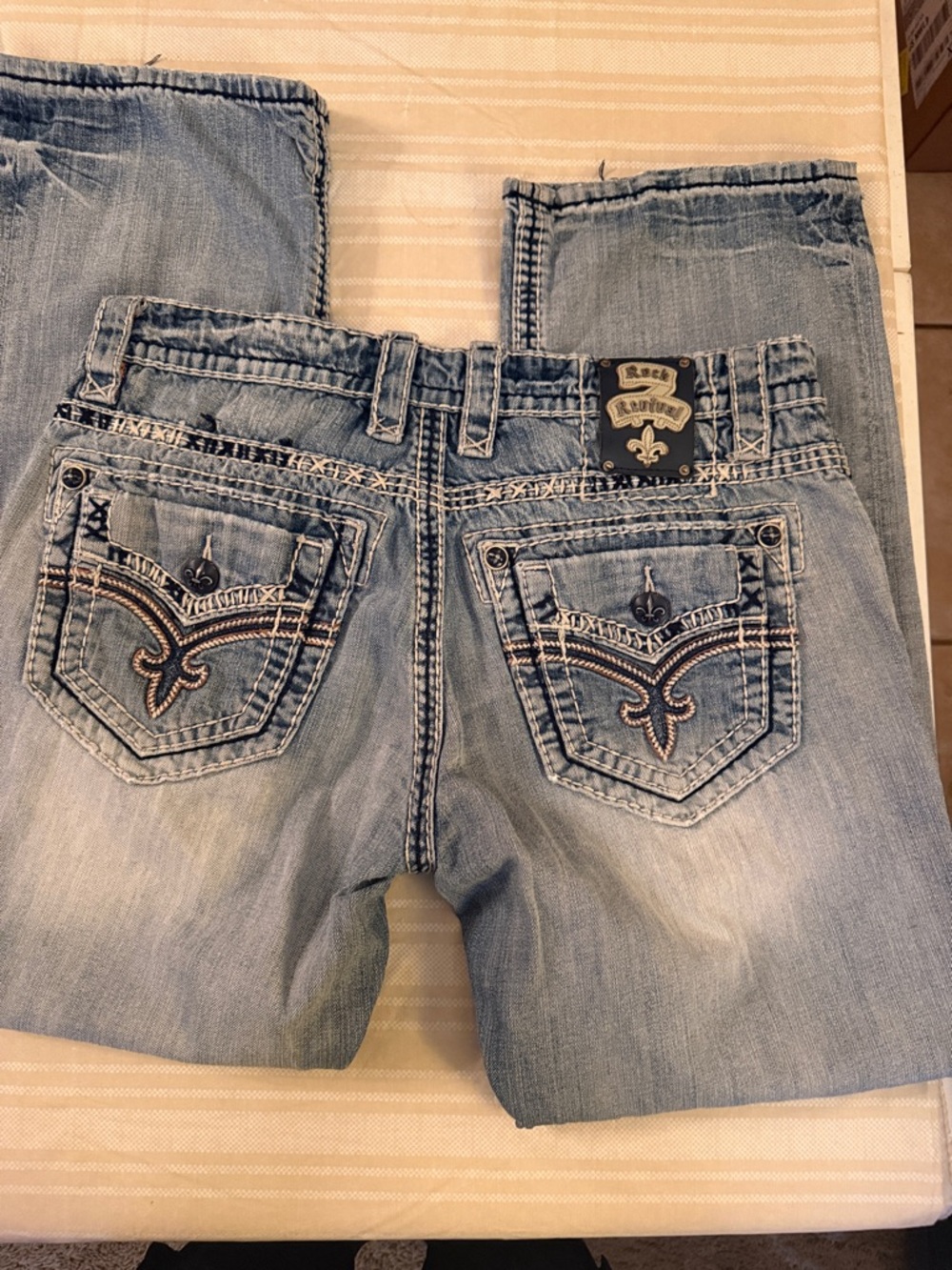 Rock Revival Light Blue Embroidered Back Pocket Jeans